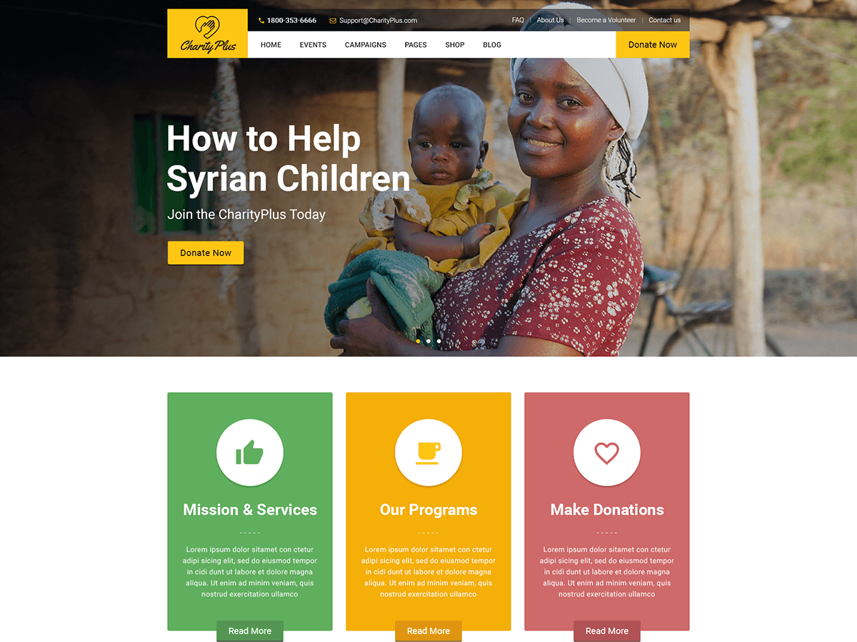 Charity Plus - Multipurpose Nonprofit WordPress Theme
